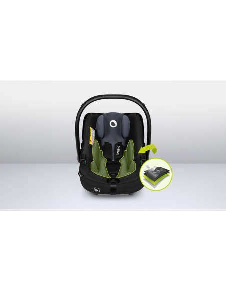 BN-LO-ASTRID_I-SIZE_BLACK_GREY,Lionelo - Soica auto i-Size Astrid, 0-13 Kg, 40-87 cm, Cu maner si capotina reglabile, Cu protect
