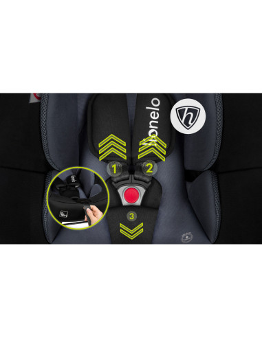 BN-LO-ASTRID_I-SIZE_BLACK_GREY,Lionelo - Soica auto i-Size Astrid, 0-13 Kg, 40-87 cm, Cu maner si capotina reglabile, Cu protect