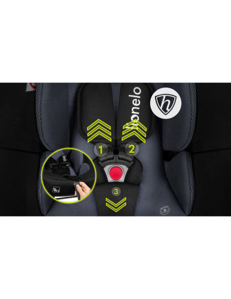 BN-LO-ASTRID_I-SIZE_BLACK_GREY,Lionelo - Soica auto i-Size Astrid, 0-13 Kg, 40-87 cm, Cu maner si capotina reglabile, Cu protect