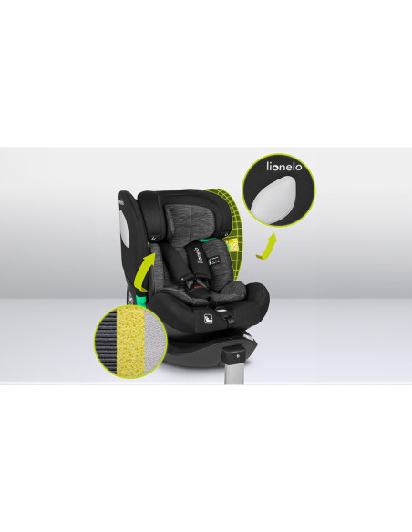 BN-LO-ASTRID_I-SIZE_BLACK_GREY,Lionelo - Soica auto i-Size Astrid, 0-13 Kg, 40-87 cm, Cu maner si capotina reglabile, Cu protect