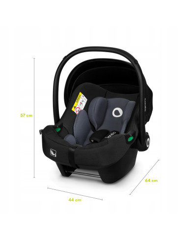 BN-LO-ASTRID_I-SIZE_BLACK_GREY,Lionelo - Soica auto i-Size Astrid, 0-13 Kg, 40-87 cm, Cu maner si capotina reglabile, Cu protect