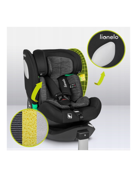 BN-LO-BRAAM I-SIZE BLACK CARBON,Lionelo - Scaun auto i-Size Braam, 0-36 Kg, 40-150 cm, Cu isofix si picior de fixare, Protectie 
