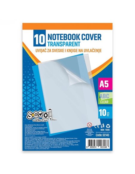 SC143,Set 10 Coperti Caiet A5 S-Cool, transparente, SC143