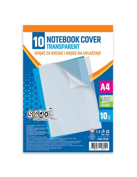 SC142,Set 10 Coperti Caiet A4 S-COOL, transparente, SC142