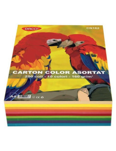 CN162,Carton Color Daco CN162, A4, 250 coli, 10 culori, 160 g/mp