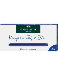 FC185524,Patroane cerneala mari albastre 5 buc/cutie faber-castell