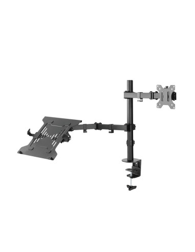 BP0137,Suport de birou LOGILINK, pt 1 TV/monitor + 1 notebook, diag. max 32 inch + max 15.6 inch, orizont
