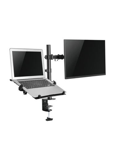 BP0137,Suport de birou LOGILINK, pt 1 TV/monitor + 1 notebook, diag. max 32 inch + max 15.6 inch, orizont