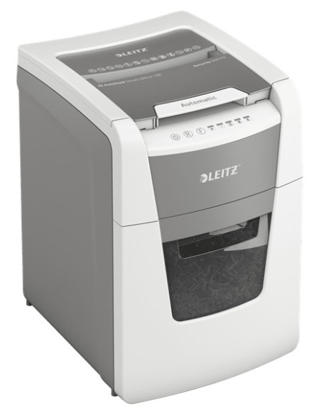 80110000,Distrugator automat documente Leitz IQ Small Office, 100 coli, P4, cross-cut (tip confeti), cos 34 litri, alb-gri, Leit