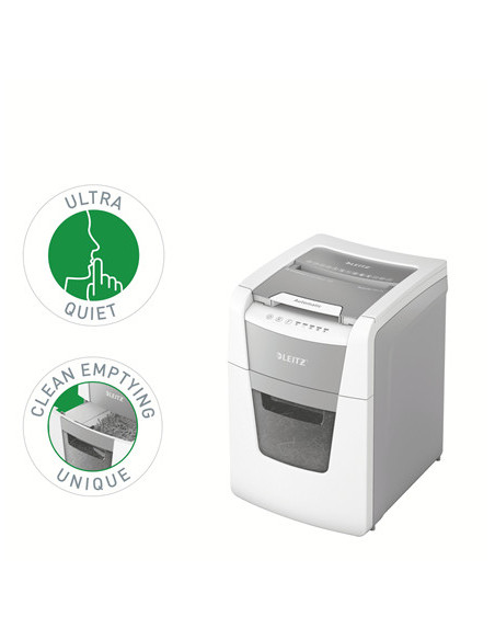 80110000,Distrugator automat documente Leitz IQ Small Office, 100 coli, P4, cross-cut (tip confeti), cos 34 litri, alb-gri, Leit