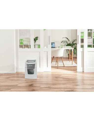 80110000,Distrugator automat documente Leitz IQ Small Office, 100 coli, P4, cross-cut (tip confeti), cos 34 litri, alb-gri, Leit