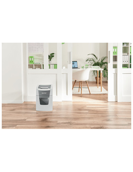 80110000,Distrugator automat documente Leitz IQ Small Office, 100 coli, P4, cross-cut (tip confeti), cos 34 litri, alb-gri, Leit