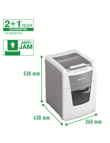 80110000,Distrugator automat documente Leitz IQ Small Office, 100 coli, P4, cross-cut (tip confeti), cos 34 litri, alb-gri, Leit