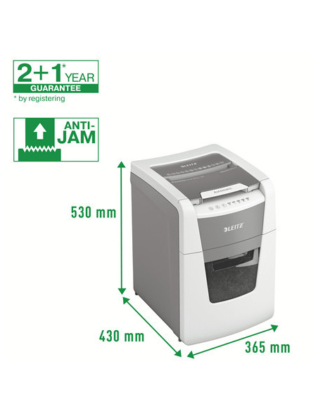 80110000,Distrugator automat documente Leitz IQ Small Office, 100 coli, P4, cross-cut (tip confeti), cos 34 litri, alb-gri, Leit
