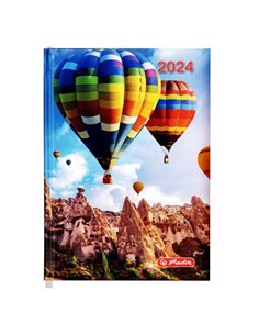 2024-9492940,Agenda datata Herlitz A5, 352 pagini, coperta buretata, Motiv balloon festival 2024