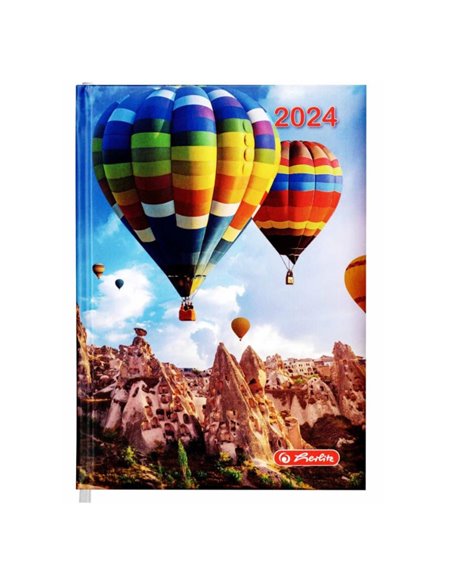 2024-9492940,Agenda datata Herlitz A5, 352 pagini, coperta buretata, Motiv balloon festival 2024
