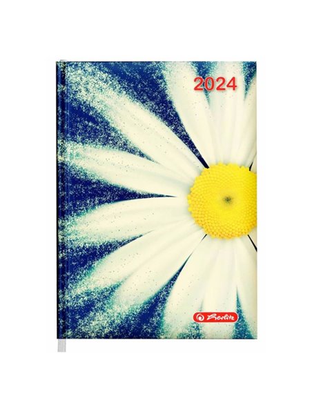 2024-9492910,Agenda datata Herlitz A5, 352 pagini, coperta buretata, Motiv daisy 2024