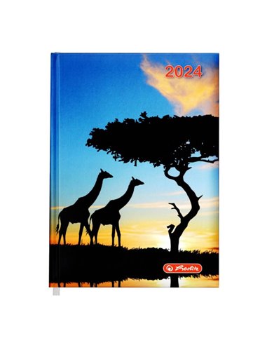 2024-9492900,Agenda datata Herlitz A5, 352 pagini, coperta buretata, Motiv safari 2024