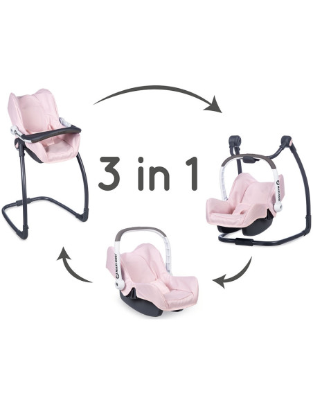 S7600240235,Scaun de masa pentru papusi Smoby Maxi Cosi Quinny 3 in 1 roz