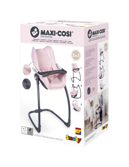S7600240235,Scaun de masa pentru papusi Smoby Maxi Cosi Quinny 3 in 1 roz