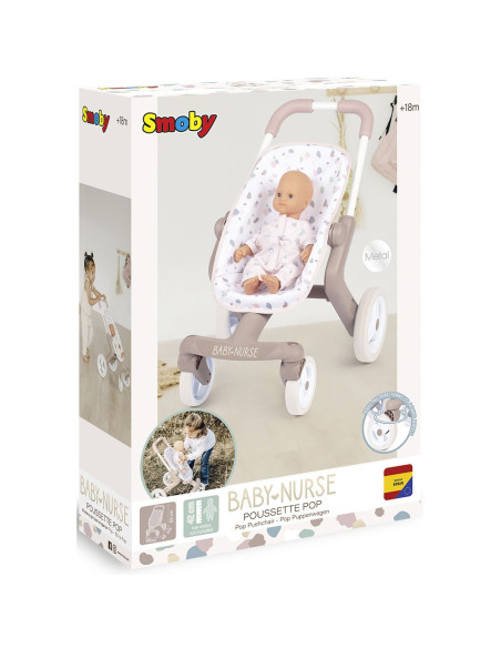 S7600251218,Carucior sport pentru papusi Smoby Baby Nurse Poussette Pop crem