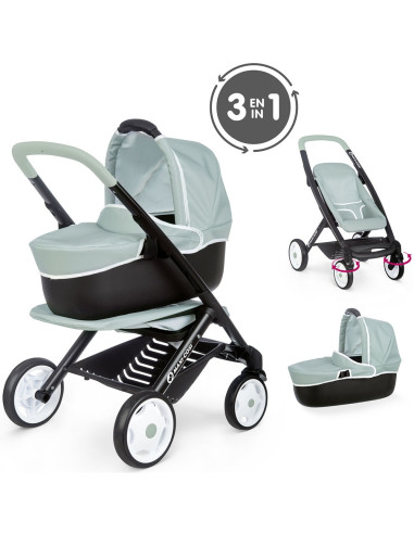 S7600253120,Carucior pentru papusi Smoby Maxi Cosi 3 in 1 albastru