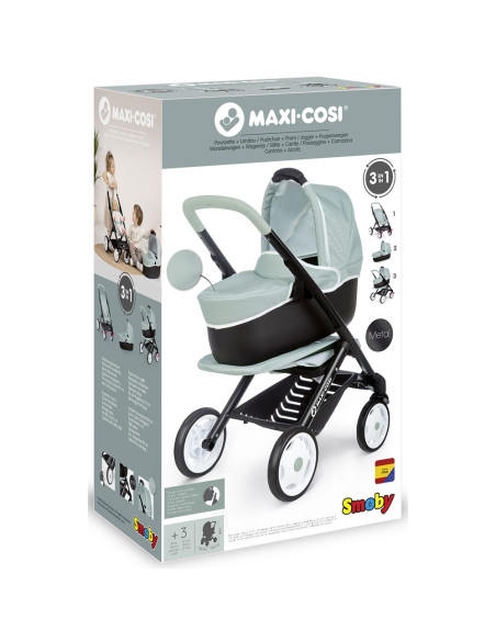 S7600253120,Carucior pentru papusi Smoby Maxi Cosi 3 in 1 albastru