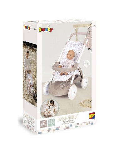 S7600254018,Carucior sport pentru papusi Smoby Baby Nurse Poussette crem