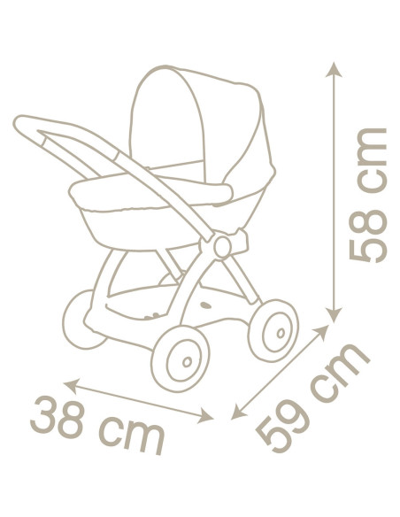 S7600254118,Carucior nou nascut pentru papusi Smoby Baby Nurse Landau crem