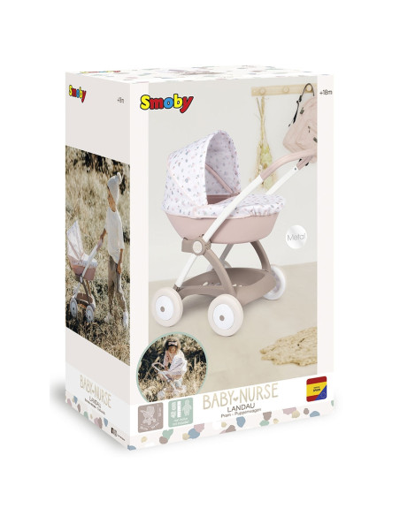 S7600254118,Carucior nou nascut pentru papusi Smoby Baby Nurse Landau crem
