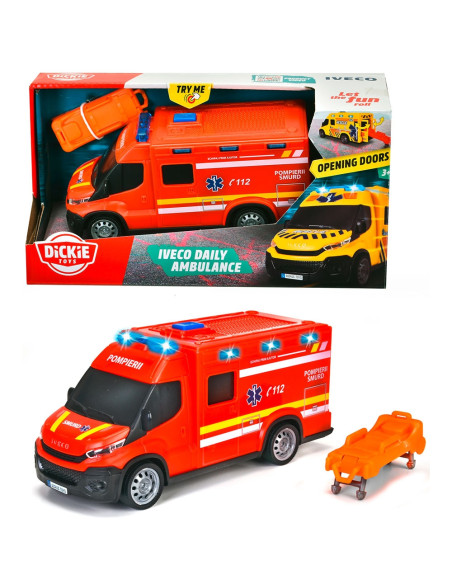 S203713014028,Masina ambulanta Dickie Toys Iveco Daily Ambulance 1:32 18 cm rosu