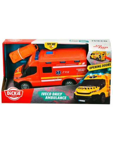 S203713014028,Masina ambulanta Dickie Toys Iveco Daily Ambulance 1:32 18 cm rosu