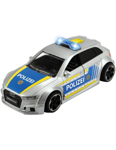 S203713016028,Masina de politie Dickie Toys Audi RS3 1:32 15 cm cu lumini, sunete si accesorii