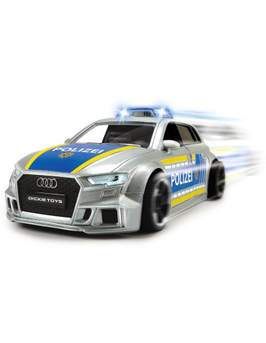 S203713016028,Masina de politie Dickie Toys Audi RS3 1:32 15 cm cu lumini, sunete si accesorii