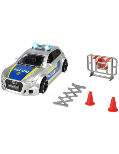 S203713016028,Masina de politie Dickie Toys Audi RS3 1:32 15 cm cu lumini, sunete si accesorii