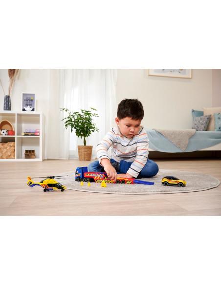 S203717005,Set Dickie Toys Rescue Transporter 40 cm cu camion, masina, elicopter si accesorii