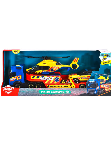 S203717005,Set Dickie Toys Rescue Transporter 40 cm cu camion, masina, elicopter si accesorii