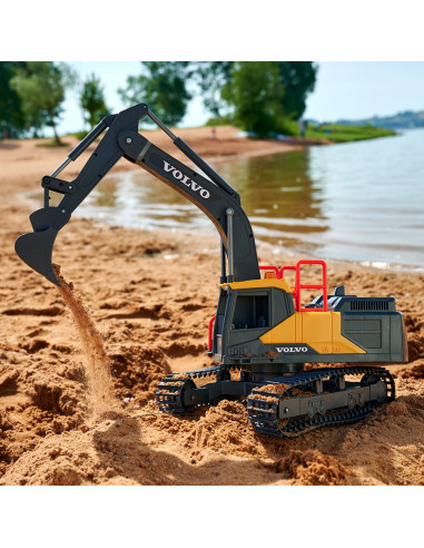 S203729018ONL,Excavator Dickie Toys Volvo Mining Excavator 60 cm cu telecomanda, lumini si sunete gri