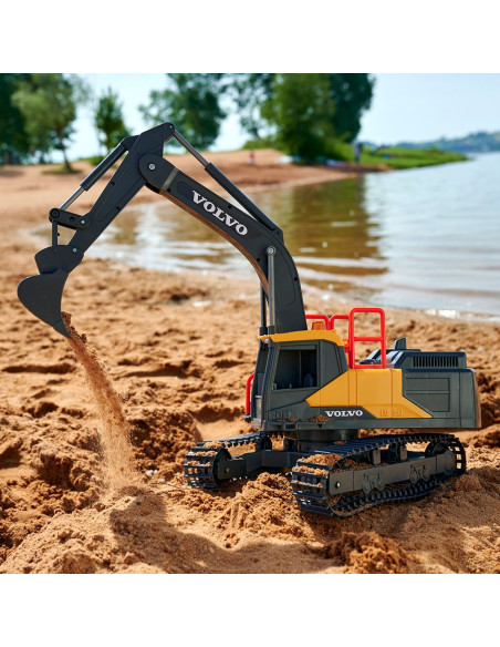 S203729018ONL,Excavator Dickie Toys Volvo Mining Excavator 60 cm cu telecomanda, lumini si sunete gri