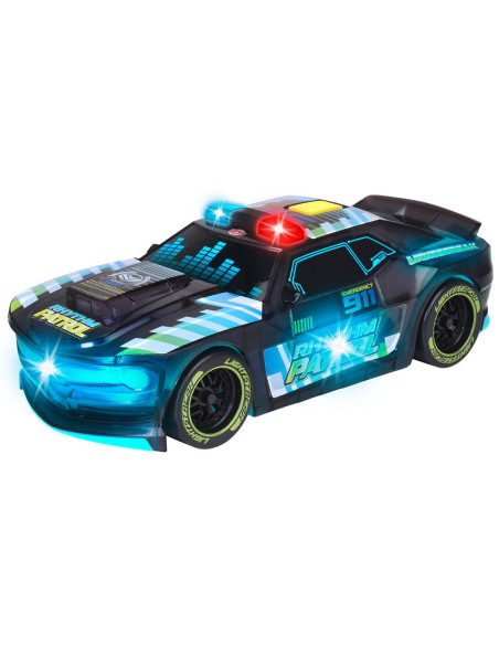 S203763008,Masina Dickie Toys Rhythm Patrol 20 cm negru cu lumini si sunete