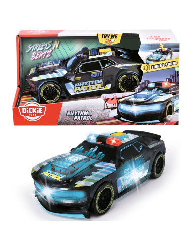 S203763008,Masina Dickie Toys Rhythm Patrol 20 cm negru cu lumini si sunete