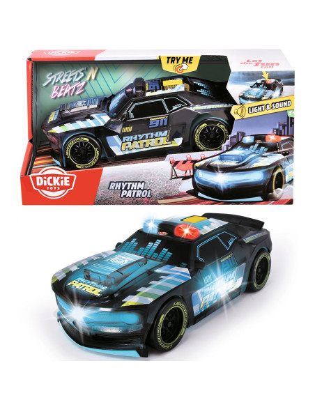 S203763008,Masina Dickie Toys Rhythm Patrol 20 cm negru cu lumini si sunete
