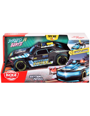 S203763008,Masina Dickie Toys Rhythm Patrol 20 cm negru cu lumini si sunete