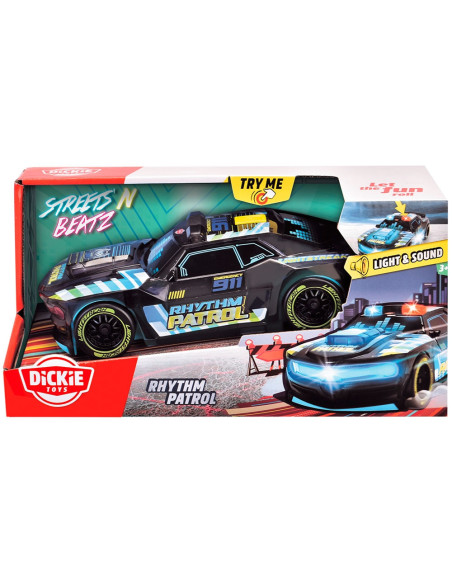 S203763008,Masina Dickie Toys Rhythm Patrol 20 cm negru cu lumini si sunete