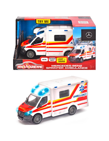 S213712001038,Masina ambulanta Majorette Mercedes-Benz Splinter cu lumini si sunete