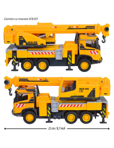S213723004,Camion cu macara Majorette Volvo Truck Crane cu lumini si sunete
