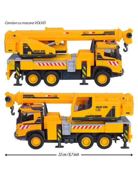 S213723004,Camion cu macara Majorette Volvo Truck Crane cu lumini si sunete