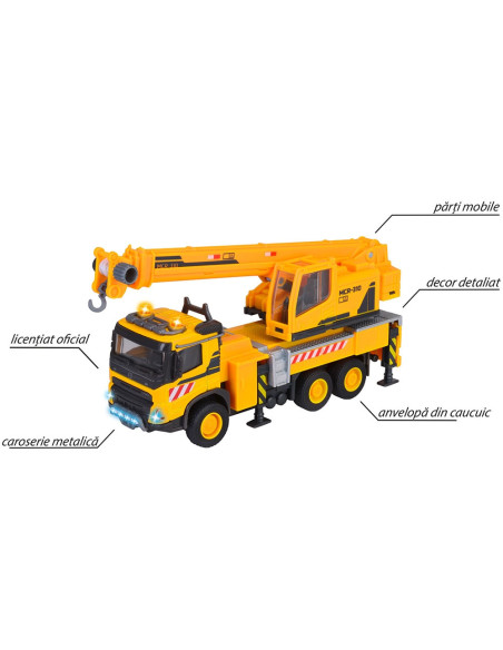 S213723004,Camion cu macara Majorette Volvo Truck Crane cu lumini si sunete