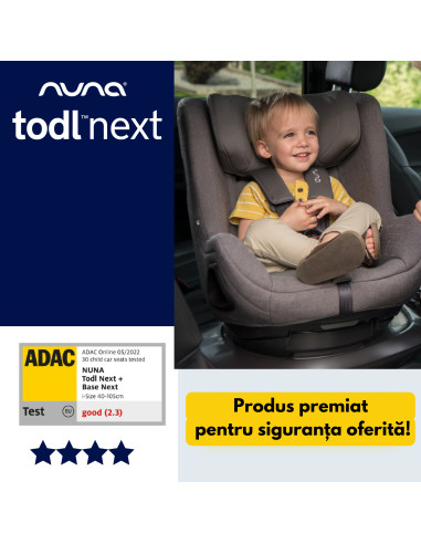 BB-CS14910CVRGLSET,Nuna - Set Scaun auto rotativ i-Size TODL next Caviar, 40-105 cm + Baza isofix BASE next i-Size pentru TODL n