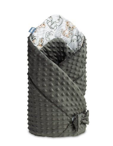 SILLO-42210,Paturica nou-nascut 80x80 cm Sensillo Minky Wrap Safari Grafit